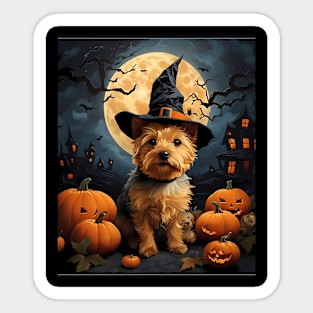 Aesthetic Halloween Norwich Terrier Dog Witch Pumpkin Horror Nights Custom Sticker